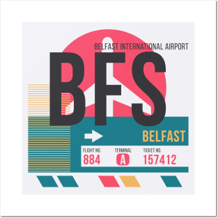 Belfast (BFS) Airport // Sunset Baggage Tag Posters and Art